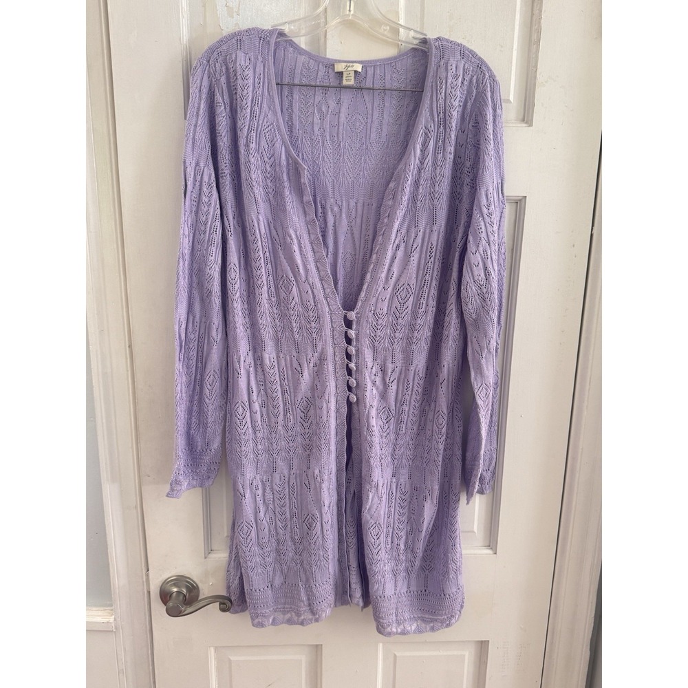 J. Jill Sz L Petite 100% Silk Sweater Cardigan Lavendar‎ Cottage Country Fairy